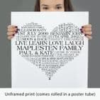 Personalised Heart Family Word Art Print